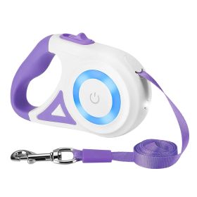 16FT Retractable Dog Leash Extendable Pet Leash Dog Walking Leash with Flashlight RGB Light 2 Rolls of Waste Bags Dispenser Fit for 66-110lbs (Option: Purple)
